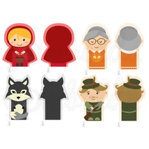 Mintás barkácsfilc - Piroska és a farkas ujjbábok