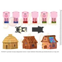 Mintás barkácsfilc - A három kismalac ujjbábok