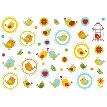 Mintás barkácsfilc - vidám tavaszi madárkák