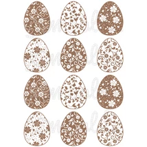 Mintás barkácsfilc - virágos tojások - barna