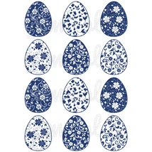 Mintás barkácsfilc - virágos tojások - kék