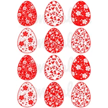 Mintás barkácsfilc - virágos tojások - piros Mintás barkácsfilc - virágos tojások - piros