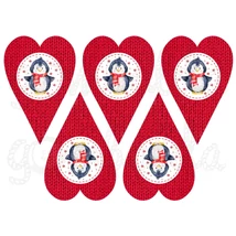 Mintás barkácsfilc - Winter Fun - pingvin kötött szívekben