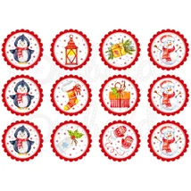 Mintás barkácsfilc - Winter Fun - piros körök