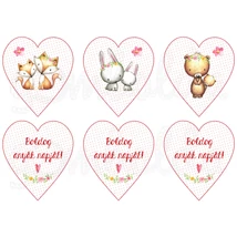 Mintás barkácsfilc - Woodland Animals - anyák napi szívek