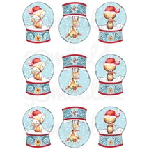 Mintás barkácsfilc - Woodland Animals - hógömbökben