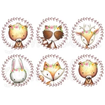 Mintás barkácsfilc - Woodland Animals - nagy koszorúkban