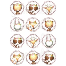 Mintás barkácsfilc - Woodland Animals - pici koszorúkban