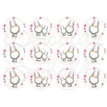 Mintás barkácsfilc - Woodland Animals - NYUSZIK - szíves keretben