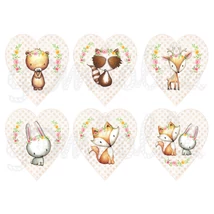 Mintás barkácsfilc - Woodland Animals - szívekben Mintás barkácsfilc - Woodland Animals - szívekben
