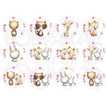 Mintás barkácsfilc - Woodland Animals - szíves keretben Mintás barkácsfilc - Woodland Animals - szíves keretben