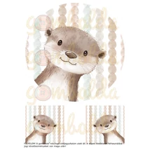 Mintás barkácsfilc - hímzőkeretes erdei állat portré - vidra