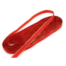 Taft szalag arany lurex szegéllyel - 6mm - 10m - piros Taft szalag arany lurex szegéllyel - 6mm - 10m - piros