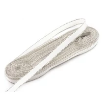 Taft szalag ezüst lurex szegéllyel - 6mm - 10m - fehér Taft szalag ezüst lurex szegéllyel - 6mm - 10m - fehér