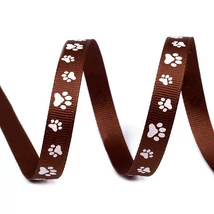 Tappancs mintás ripsz grosgrain szalag - 10mm - barna