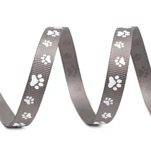 Tappancs mintás ripsz grosgrain szalag - 10mm - szürke