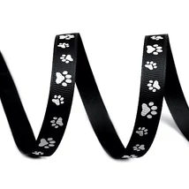 Tappancs mintás ripsz grosgrain szalag - 10mm - fekete