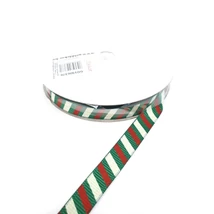 Karácsonyi ripsz grosgrain szalag - zöld alapon csíkos Karácsonyi ripsz grosgrain szalag - zöld alapon csíkos