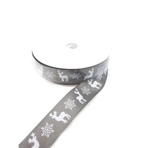 Rénszarvas mintás ripsz szalag - szürke - 20mm Rénszarvas mintás ripsz szalag - szürke - 20mm