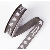 "Boldog Karácsonyt!" feliratos ripsz szalag - 20mm - Ezüstszürke "Boldog Karácsonyt!" feliratos ripsz szalag - 20mm - Ezüstszürke