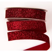 Csillámos dekorációs szalag - 6,4m - piros