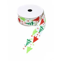 Modern fenyőfa mintás ripsz szalag - 25mm Modern fenyőfa mintás ripsz szalag - 25mm