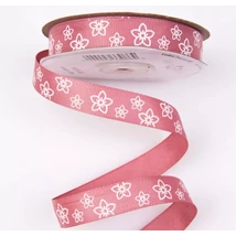 Virágos ripsz szalag - 16mm - korall