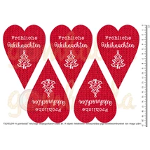 Mintás barkácsfilc - német feliratos karácsonyi kötött piros szívek