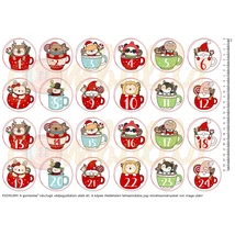 Mintás barkácsfilc - adventi számok bögrékkel - nagy Mintás barkácsfilc - adventi számok bögrékkel - nagy