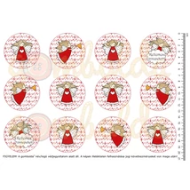 Mintás barkácsfilc - angyalok piros kottás körökben