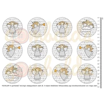 Mintás barkácsfilc - angyalok szürke kottás körökben Mintás barkácsfilc - angyalok szürke kottás körökben