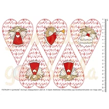 Mintás barkácsfilc - angyalok piros kottás szívekben Mintás barkácsfilc - angyalok piros kottás szívekben