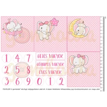 Mintás barkácsfilc - baba mérföldkő kártyák - kislány elefánt