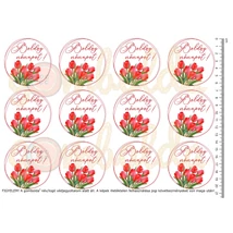 Mintás barkácsfilc - Boldog nőnapot - tulipános koszorúban