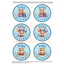 Mintás barkácsfilc - Boldog szülinapot! - rókák - kék Mintás barkácsfilc - Boldog szülinapot! - rókák - kék