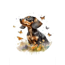 Mintás barkácsfilc - bűbáj tacskó - hímzőkeretbe