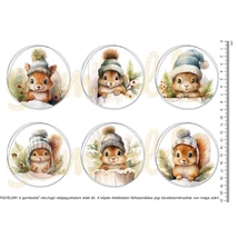 Mintás barkácsfilc - bűbáj téli mókusok - nagy kör Mintás barkácsfilc - bűbáj téli mókusok - nagy kör