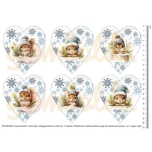 Mintás barkácsfilc - bűbáj téli mókusok - szív