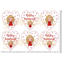 Mintás barkácsfilc - cuki angyalka piros - duci szív