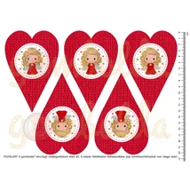 Mintás barkácsfilc - cuki angyalka piros - kötött szívek