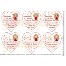 Mintás barkácsfilc - cuki angyalka piros - Angyalszárnyon szív