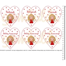 Mintás barkácsfilc - nevesíthető - cuki angyalka NÉVVEL - piros