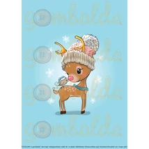 Mintás barkácsfilc - cuki őzike - hímzőkeretbe - madárral