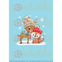 Mintás barkácsfilc - cuki őzike - hímzőkeretbe - rókával