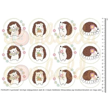 Mintás barkácsfilc - cuki sünik tavaszi körökben