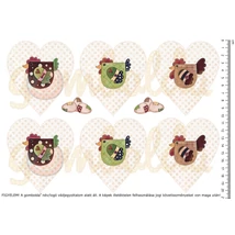 Mintás barkácsfilc - duci tyúkok szívekben