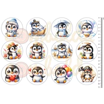 Mintás barkácsfilc - édes pingvinek - kicsi kör