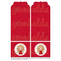 Mintás barkácsfilc - evőeszköz tartó alap - cuki angyalka piros