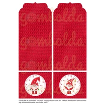 Mintás barkácsfilc - evőeszköz tartó alap - karácsonyi manók piros kötött