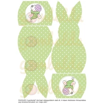 Mintás barkácsfilc - evőeszköz tartó alap - húsvéti cuki manók - zöld